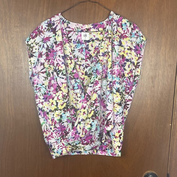 Cabi Multicolored Woman’s Eden Floral Draped Wrap Blouse Size Medium - Picture 2 of 7